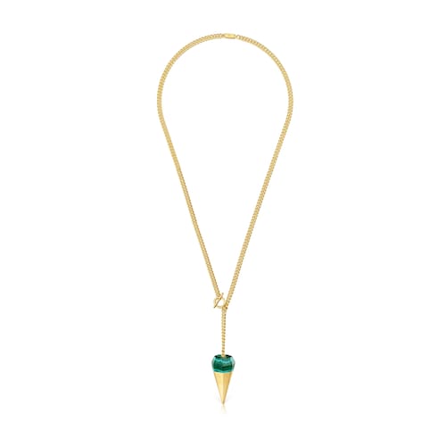 Short 18kt gold plating over silver Necklace with chrysocolla malachite TOUS X LEA COLOMBO