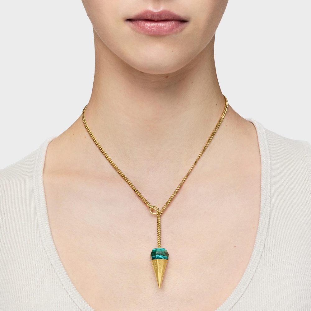 Short 18K gold vermeil Necklace with chrysocolla malachite TOUS X LEA COLOMBO
