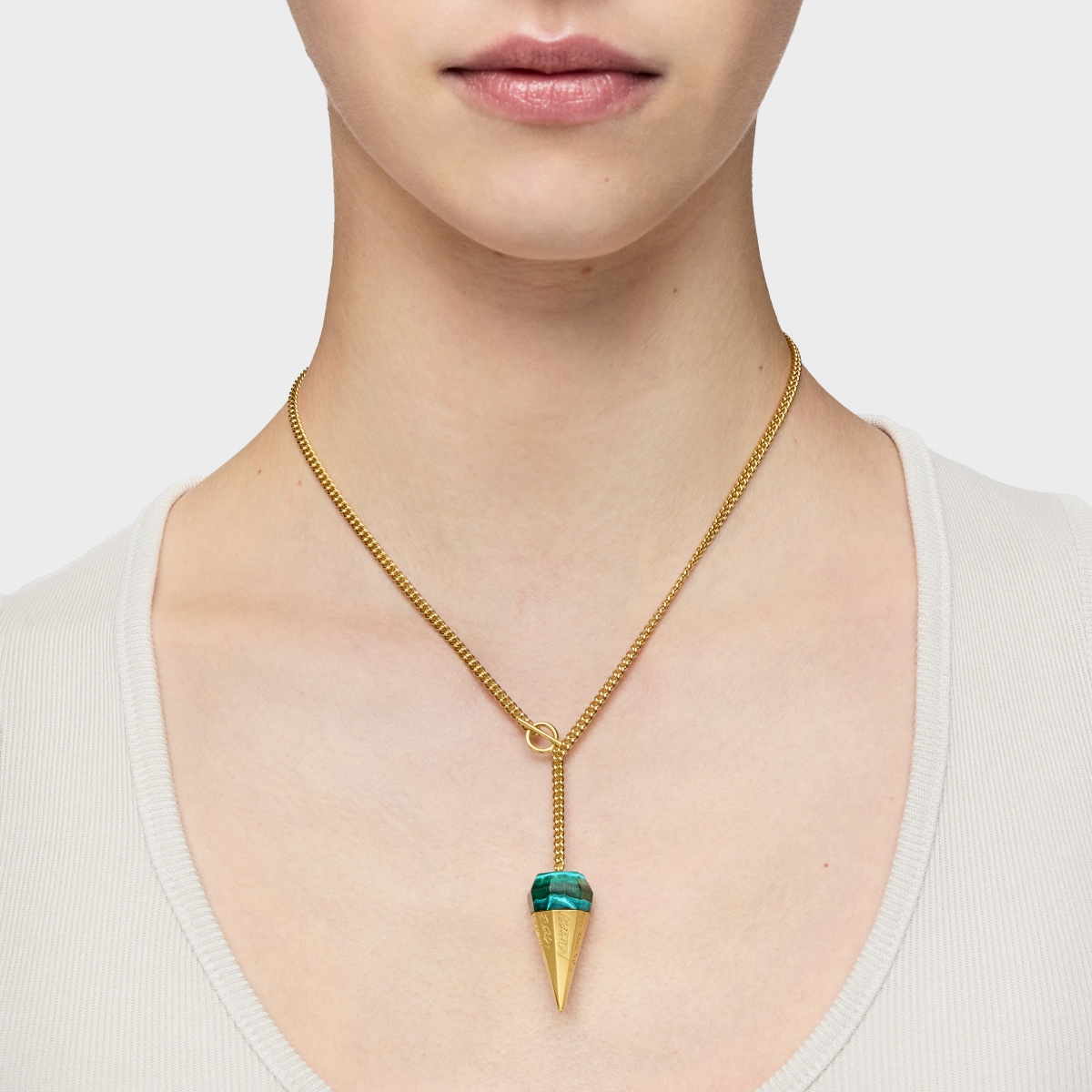 Short 18kt gold plating over silver Necklace with chrysocolla malachite TOUS X LEA COLOMBO