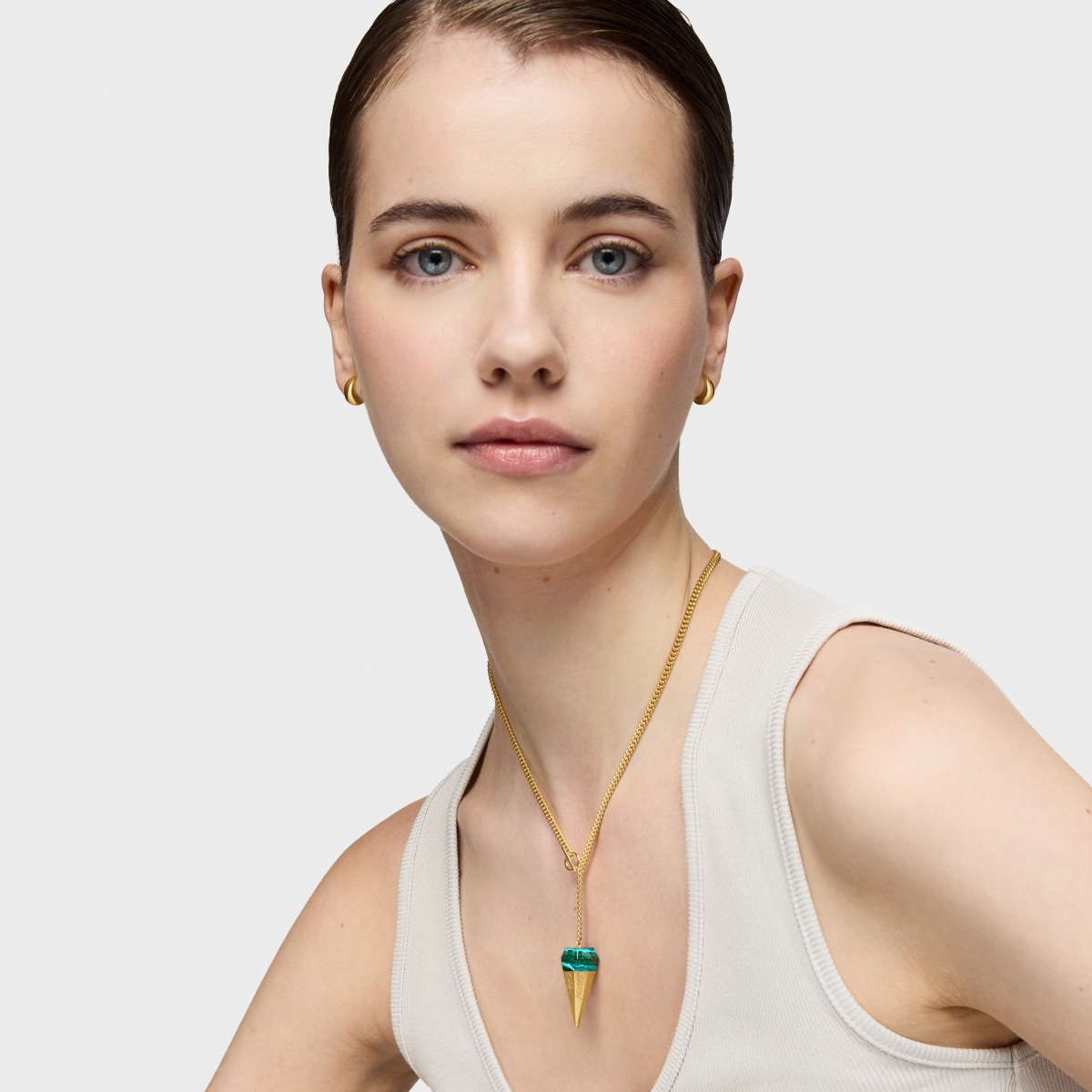 Short 18kt gold plating over silver Necklace with chrysocolla malachite TOUS X LEA COLOMBO