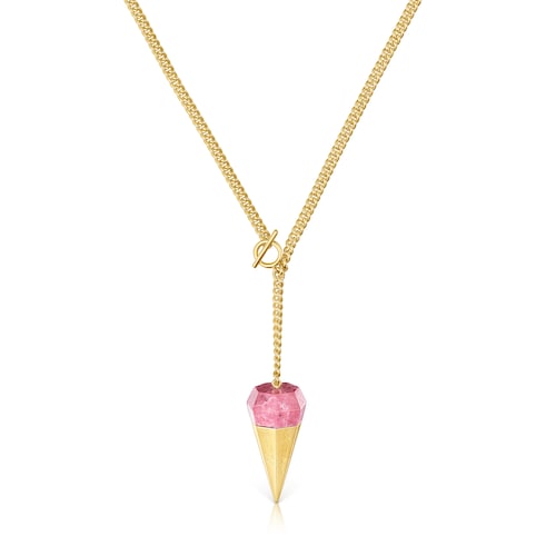Collar corto con baño de oro 18 kt sobre plata y thulita TOUS X LEA COLOMBO