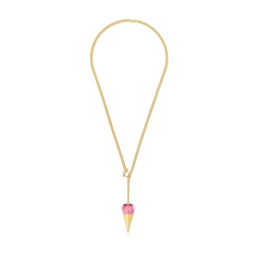 Collar corto con baño de oro 18 kt sobre plata y thulita TOUS X LEA COLOMBO
