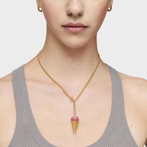 Collar corto con baño de oro 18 kt sobre plata y thulita TOUS X LEA COLOMBO