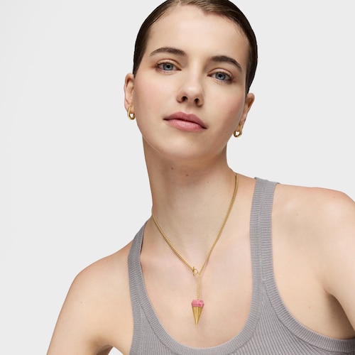 Collar corto con baño de oro 18 kt sobre plata y thulita TOUS X LEA COLOMBO