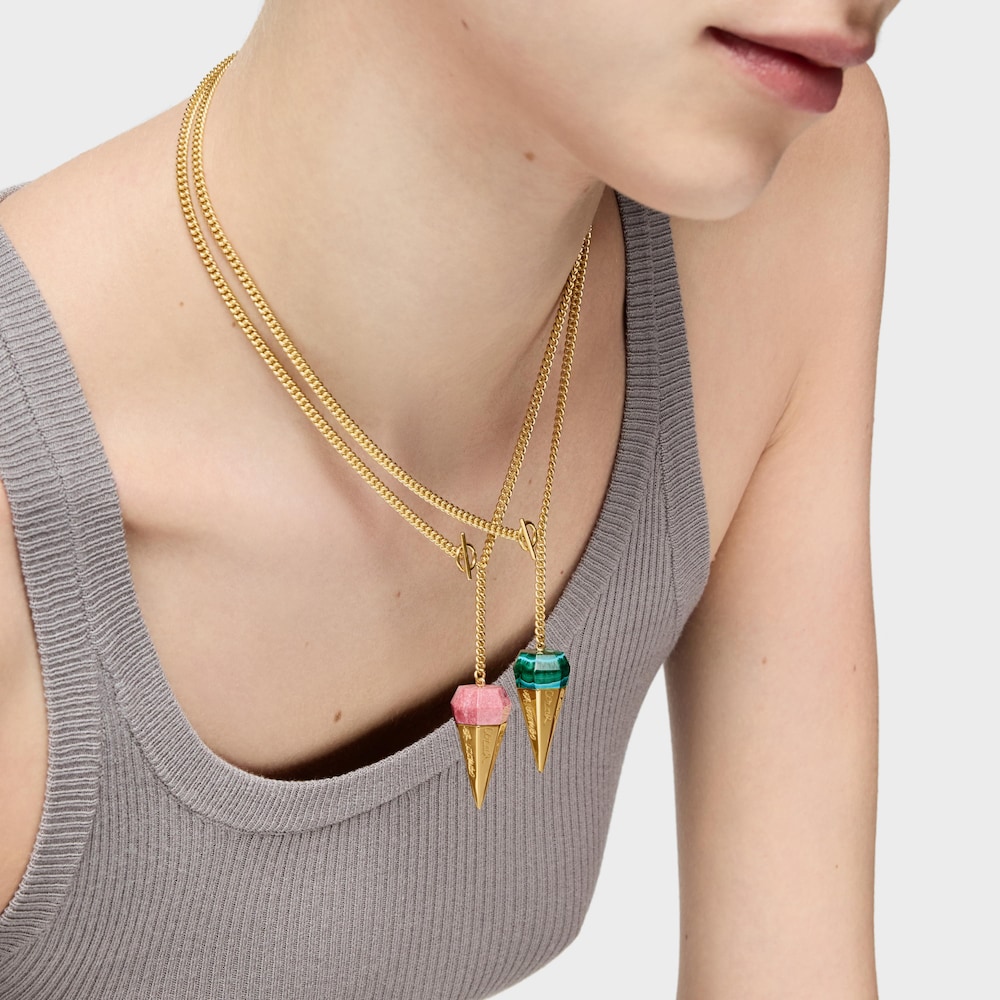 Kr&aacute;tky N&aacute;hrdeln&iacute;k s&nbsp;18&nbsp;kt pozl&aacute;ten&iacute;m na striebre s&nbsp;thulitom LEA COLOMBO X TOUS