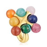 18kt gold plating over silver Ring with multicolored gemstones TOUS X LEA COLOMBO