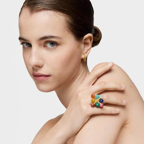 18kt gold plating over silver Ring with multicolored gemstones TOUS X LEA COLOMBO