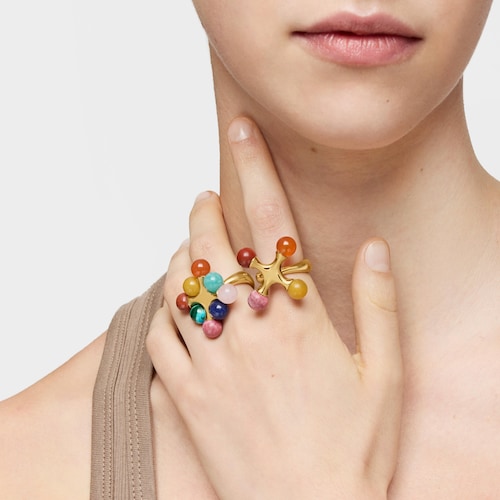 18kt gold plating over silver Ring with multicolored gemstones TOUS X LEA COLOMBO
