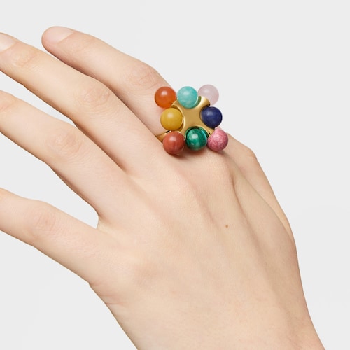 18kt gold plating over silver Ring with multicolored gemstones TOUS X LEA COLOMBO