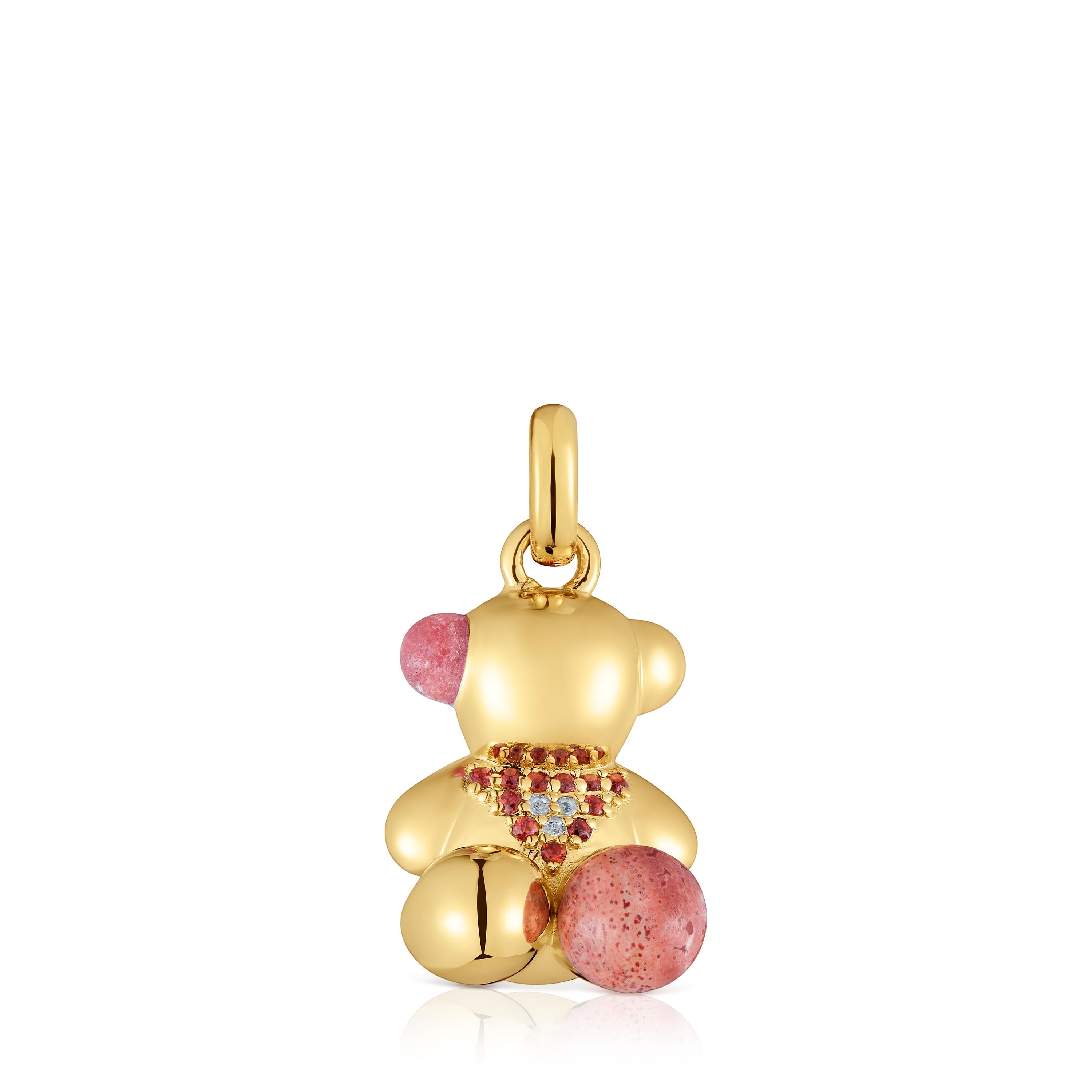 18kt gold plating over silver love bear Pendant with gemstones