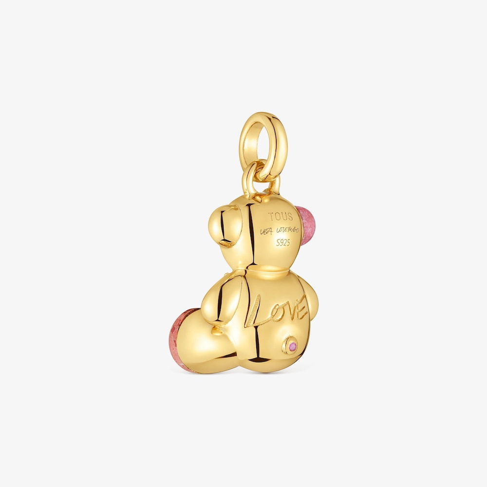 Colgante oso love con ba&ntilde;o de oro 18 kt sobre plata y gemas TOUS X LEA COLOMBO