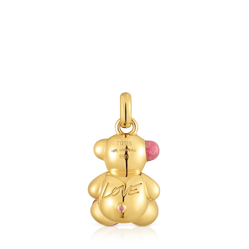 Colgante oso love con baño de oro 18 kt sobre plata y gemas TOUS X LEA COLOMBO image number 3