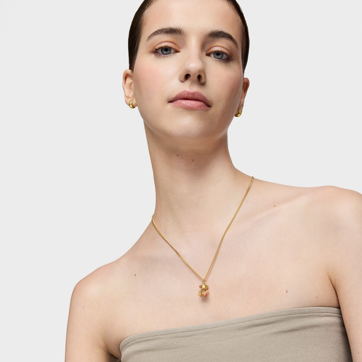 18kt gold plating over silver love bear Pendant with gemstones TOUS X LEA COLOMBO