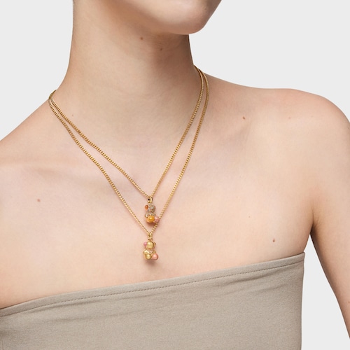 18kt gold plating over silver love bear Pendant with gemstones TOUS X LEA COLOMBO