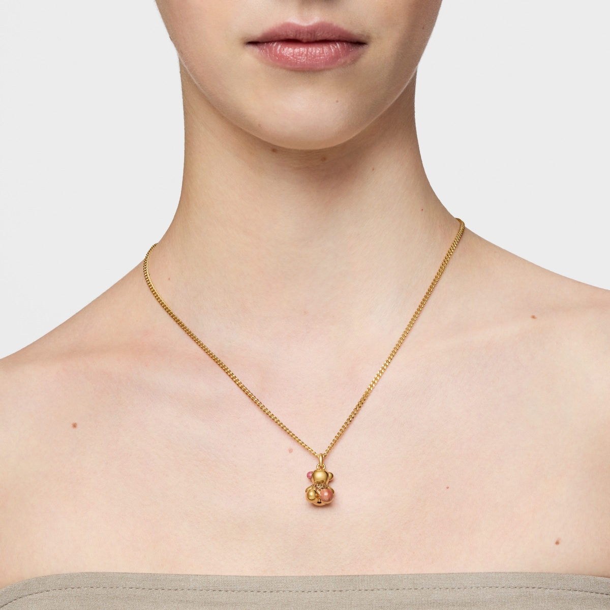 18kt gold plating over silver love bear Pendant with gemstones TOUS X LEA COLOMBO