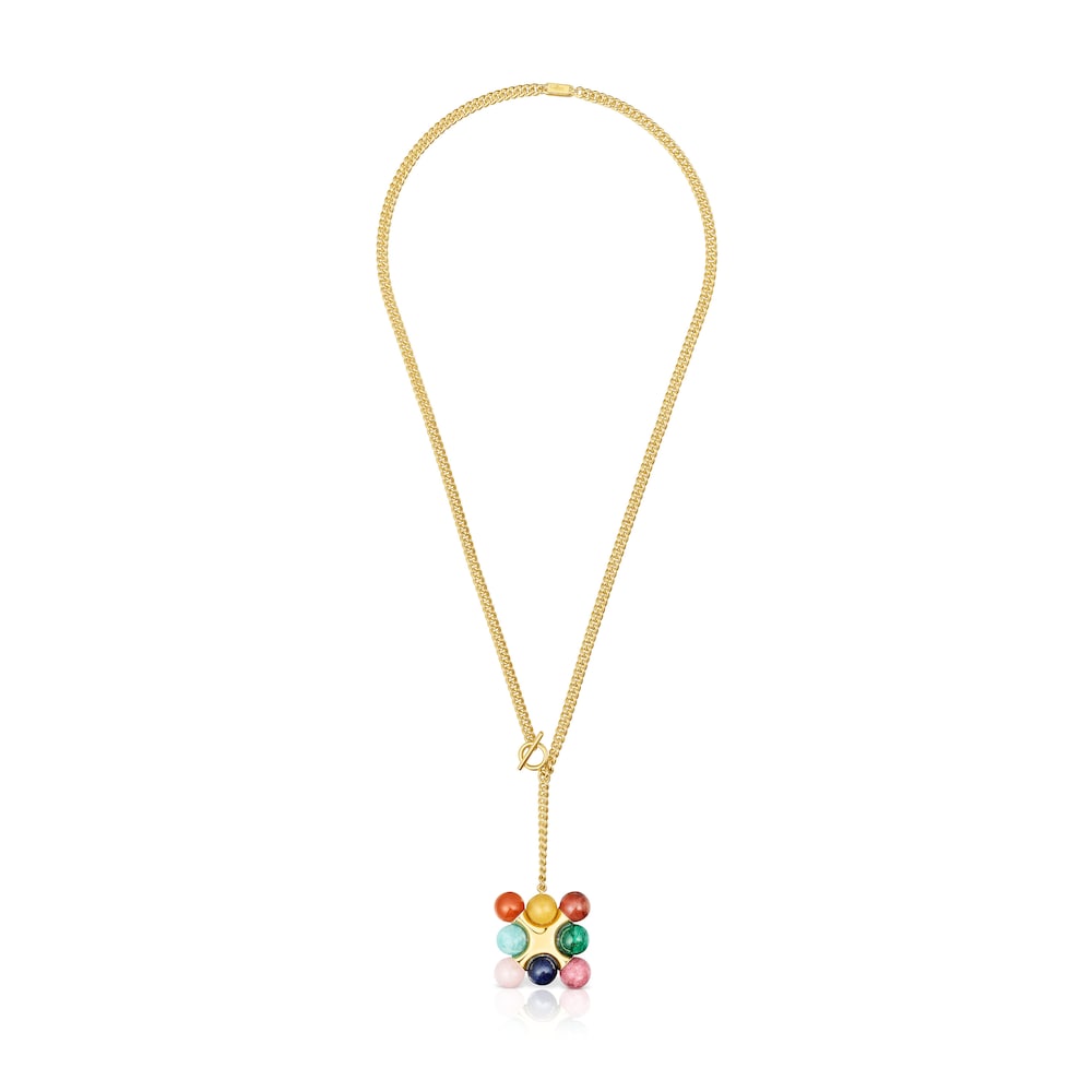 Collar corto con baño de oro 18 kt sobre plata y multigemas TOUS X LEA COLOMBO