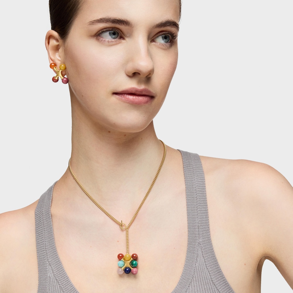 Collar corto con ba&ntilde;o de oro 18 kt sobre plata y multigemas TOUS X LEA COLOMBO