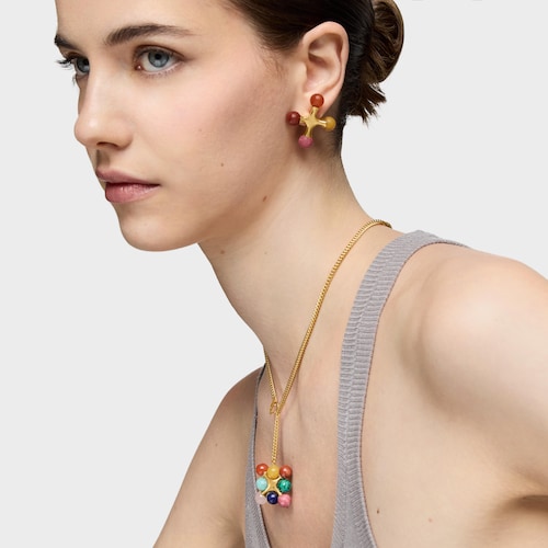 Collar corto con baño de oro 18 kt sobre plata y multigemas TOUS X LEA COLOMBO