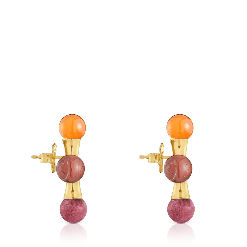 Pendientes con baño de oro 18 kt sobre plata y gemas TOUS X LEA COLOMBO Pendientes con baño de oro 18 kt sobre plata y gemas TOUS X LEA COLOMBO