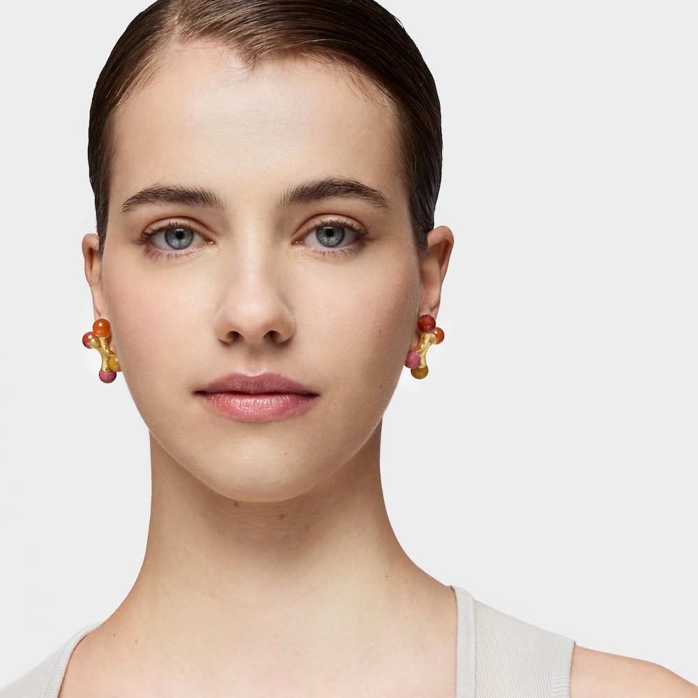 Pendientes con ba&ntilde;o de oro 18 kt sobre plata y gemas TOUS X LEA COLOMBO