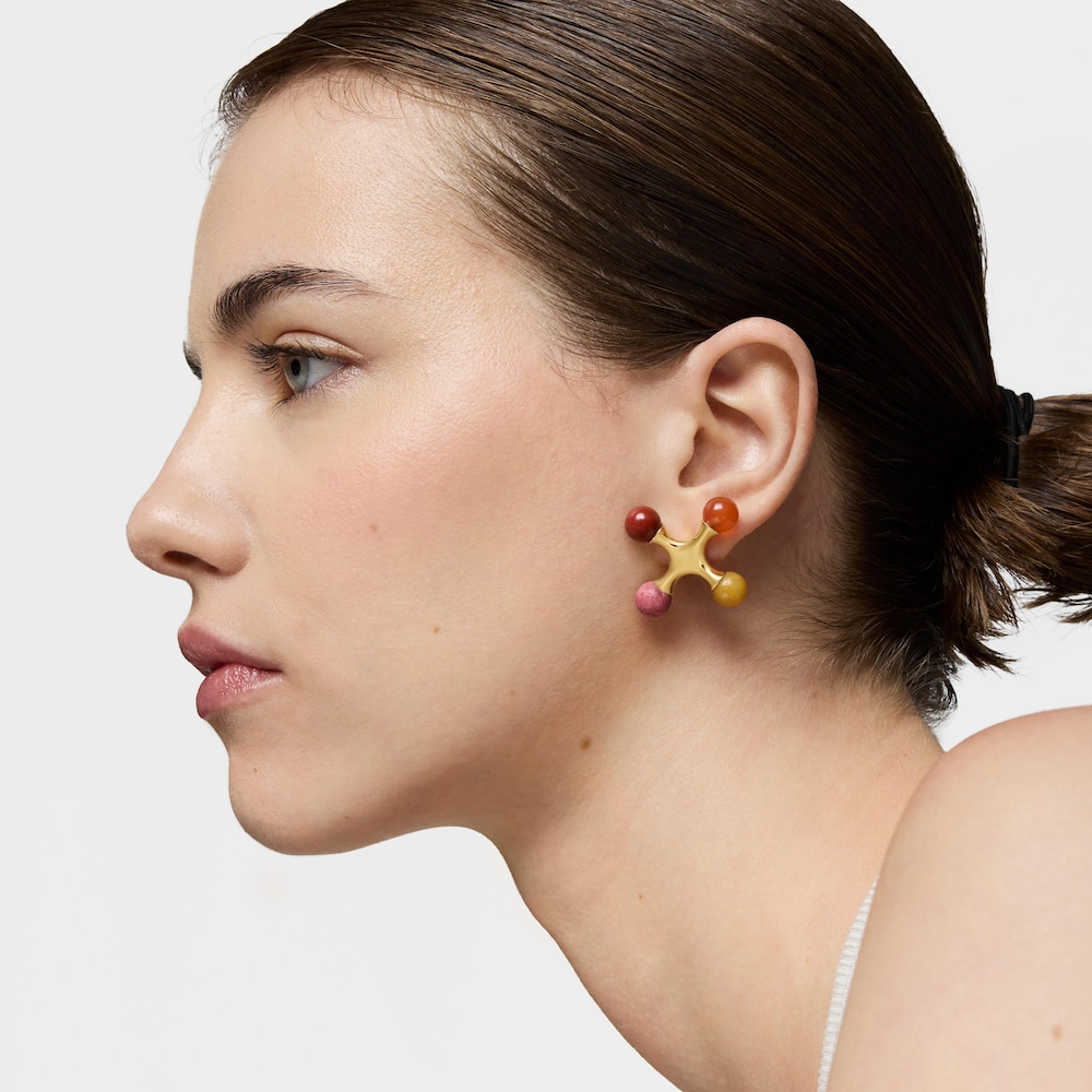 Pendientes con ba&ntilde;o de oro 18 kt sobre plata y gemas TOUS X LEA COLOMBO