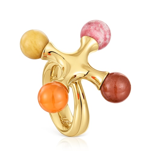 18kt gold plating over silver Ring with gemstones TOUS X LEA COLOMBO