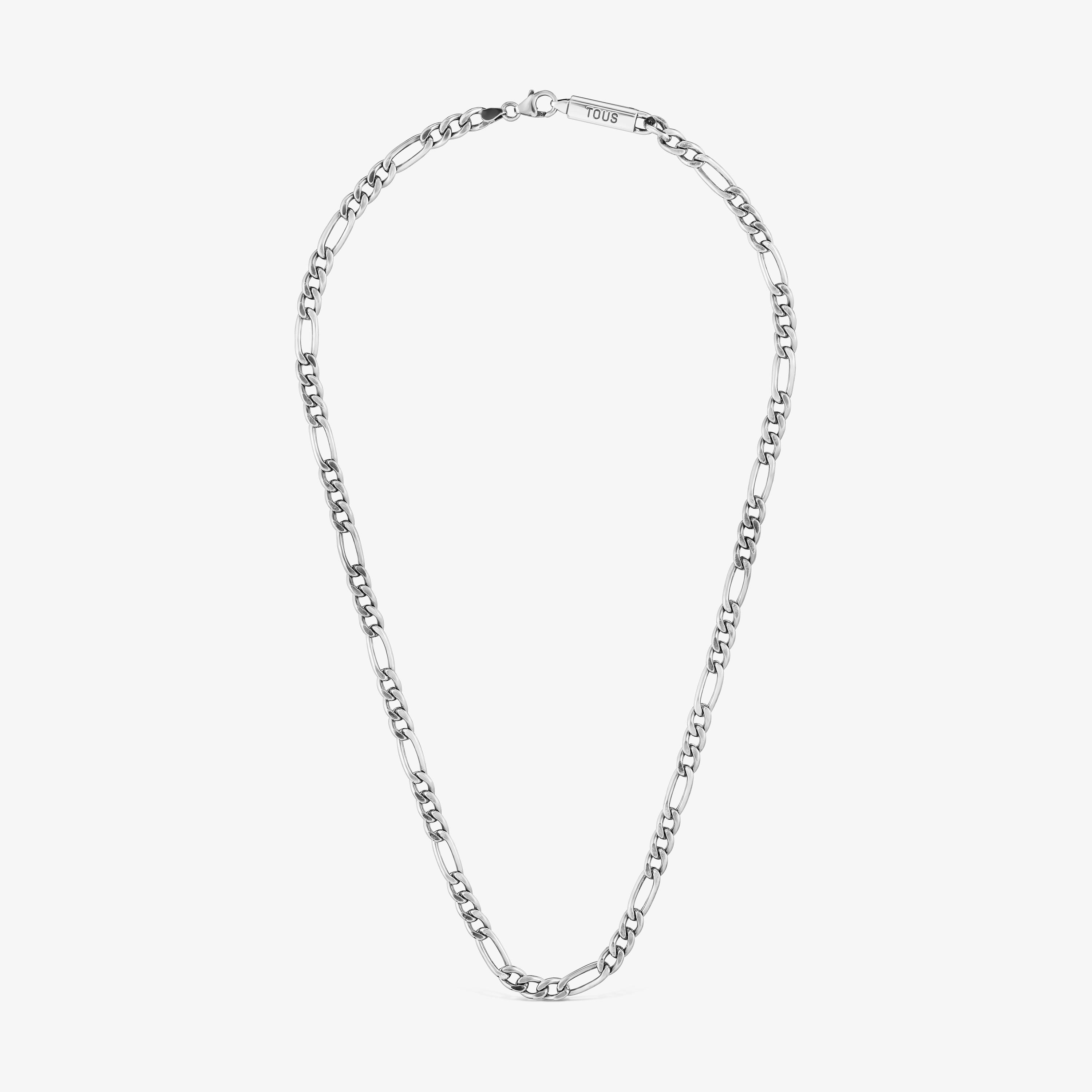 Short aged silver curb chain Necklace TOUS Man