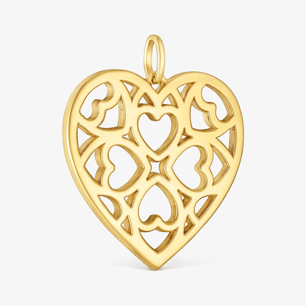 Wisiorek ze srebra pokrytego 18-karatowym złotem z motywem serca Medallions