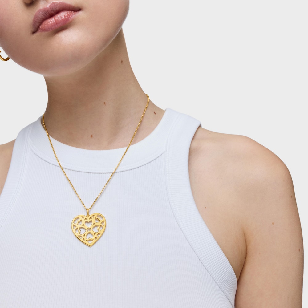 Wisiorek ze srebra pokrytego 18-karatowym złotem z motywem serca Medallions