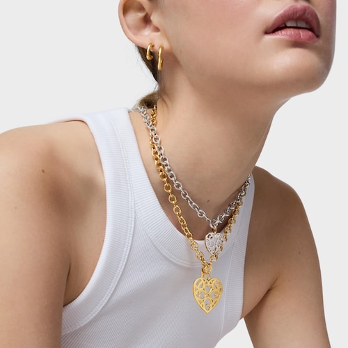 Colgante corazón con baño de oro 18 kt sobre plata Medallions