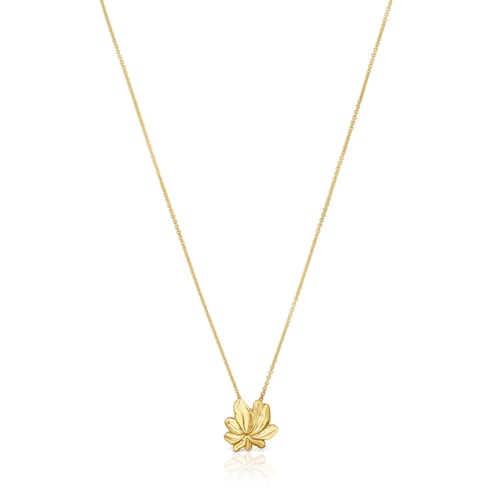 Short 18kt gold plating over silver Necklace with motif Yagrumo