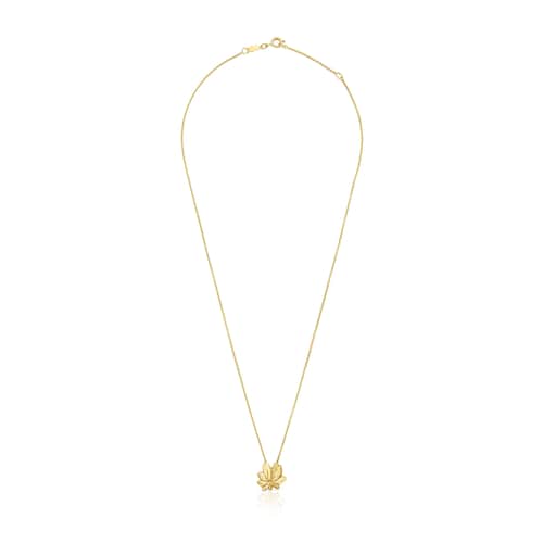 Short 18kt gold plating over silver Necklace with motif Yagrumo