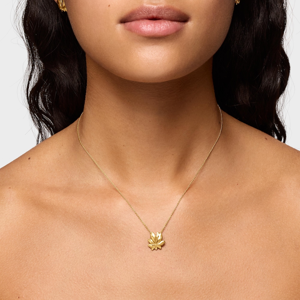 Collar corto con baño de oro 18 kt sobre plata motivo Yagrumo image number 6