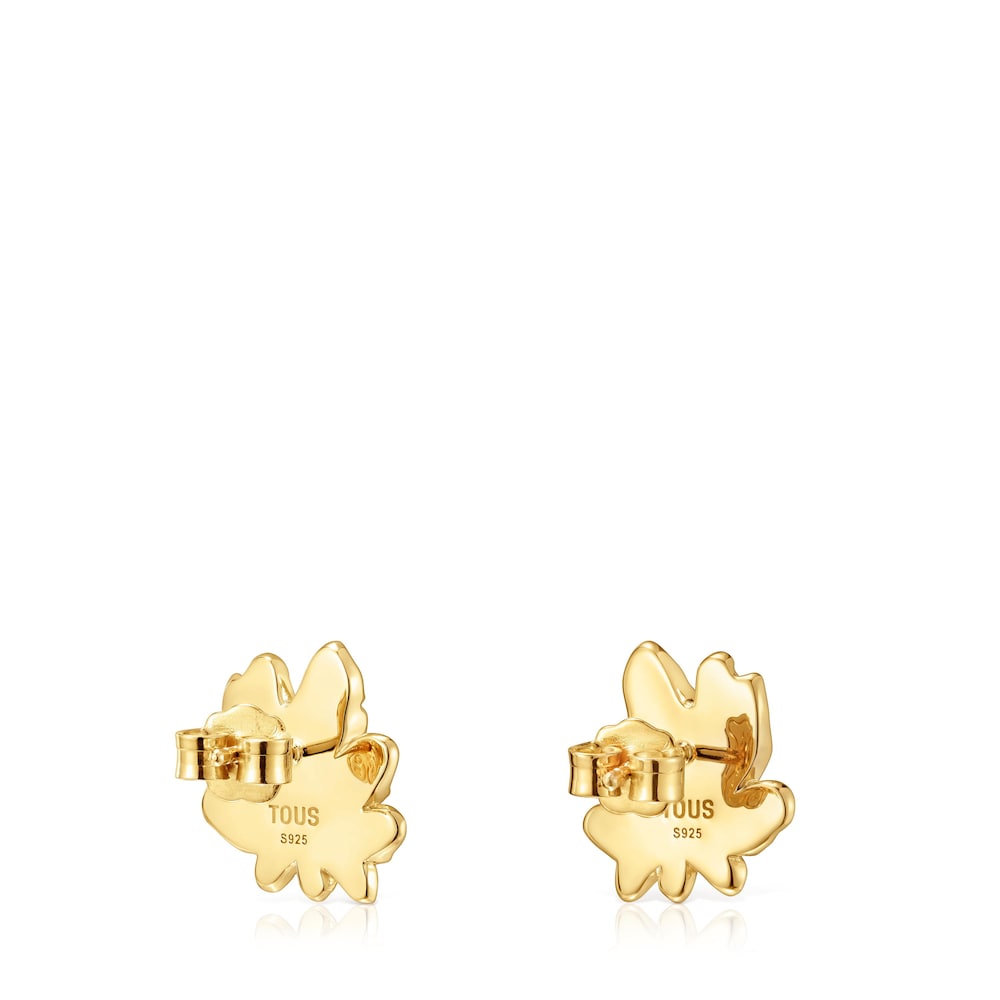 Pendientes con baño de oro 18 kt sobre plata motivo Yagrumo image number 2