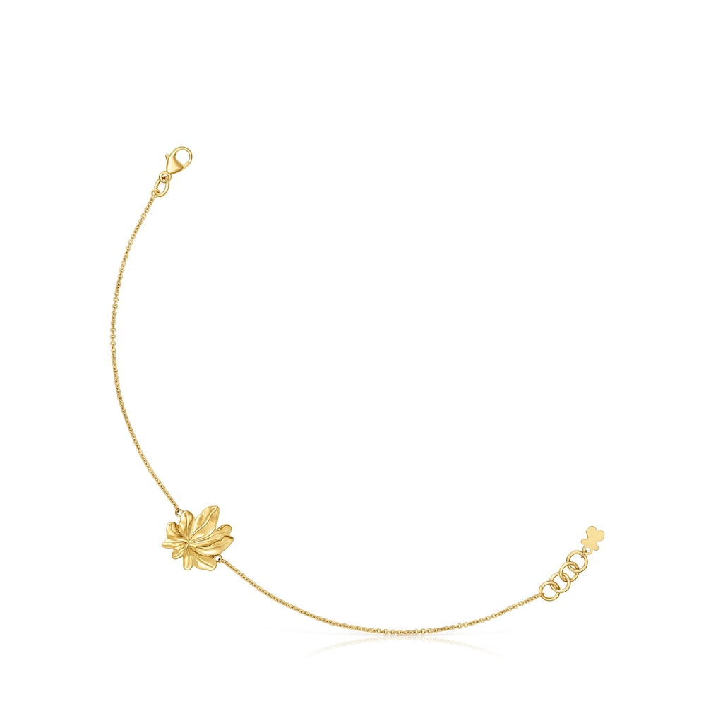 Pulsera cadena con baño de oro 18 kt sobre plata motivo Yagrumo image number 0