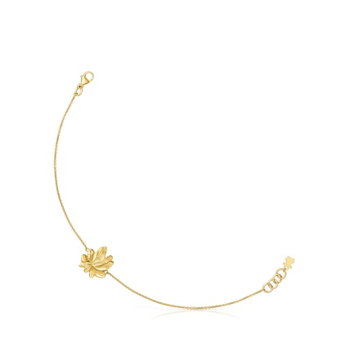 Pulsera cadena con baño de oro 18 kt sobre plata motivo Yagrumo