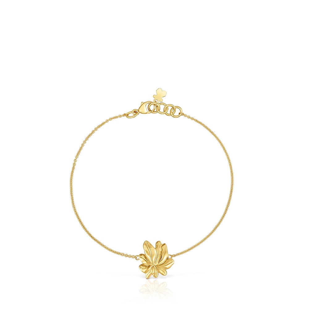 Pulsera cadena con baño de oro 18 kt sobre plata motivo Yagrumo image number 1