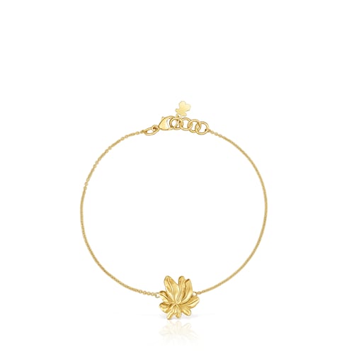 Pulsera cadena con baño de oro 18 kt sobre plata motivo Yagrumo