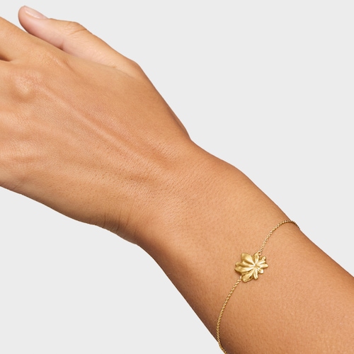 Pulsera cadena con baño de oro 18 kt sobre plata motivo Yagrumo