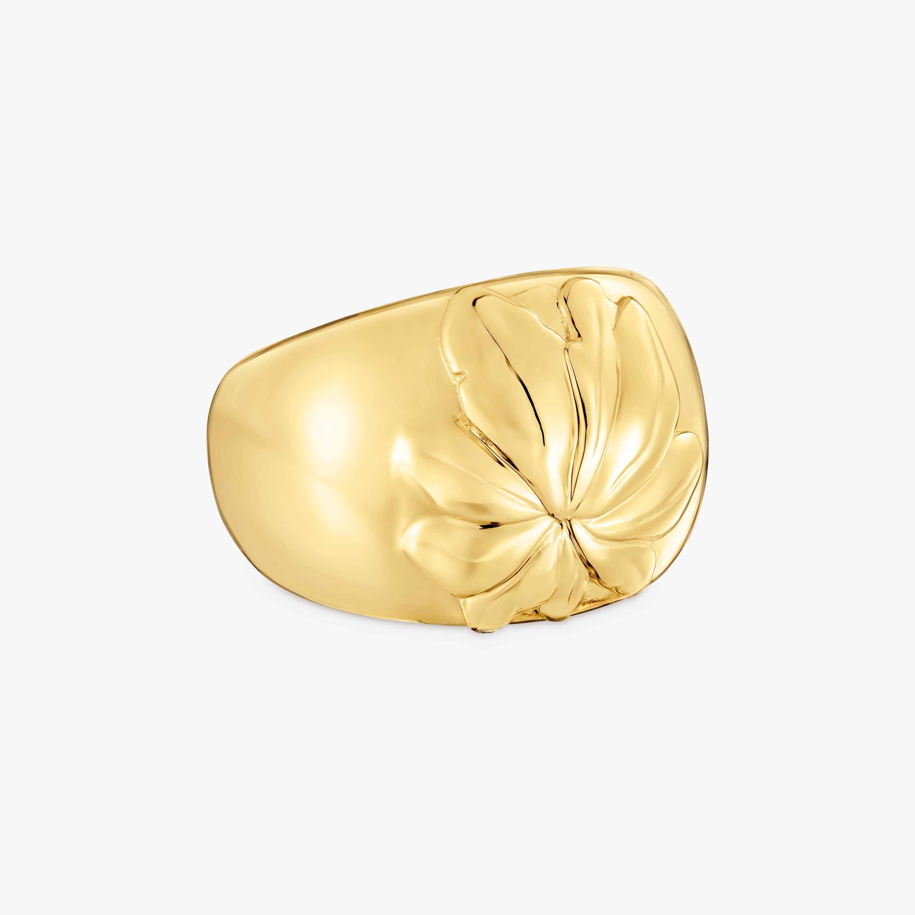18K gold vermeil signet Ring with motif Yagrumo