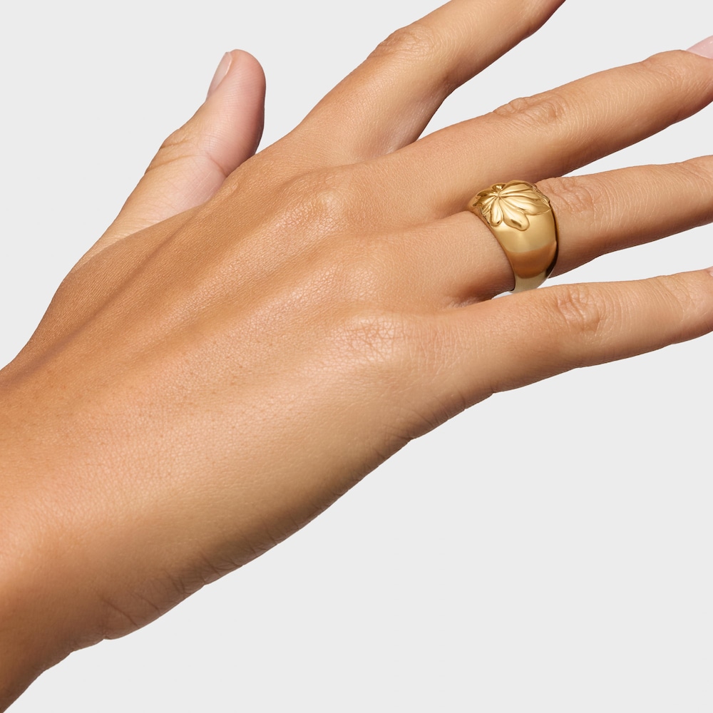 18K gold vermeil signet Ring with motif Yagrumo