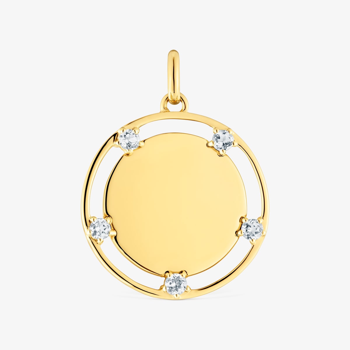 Tous - Colgante Medalla Con Baño De Oro 18 Kt Sobre Plata Y Topacios Tous Basics - Transparente