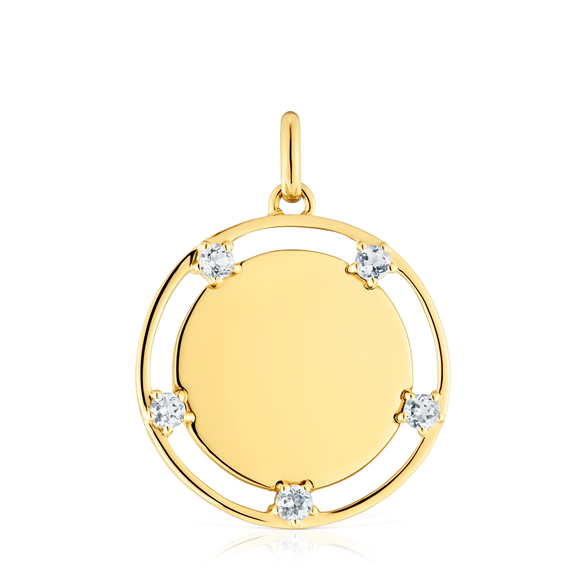 18kt gold plating over silver medallion Pendant with topazes TOUS Basics