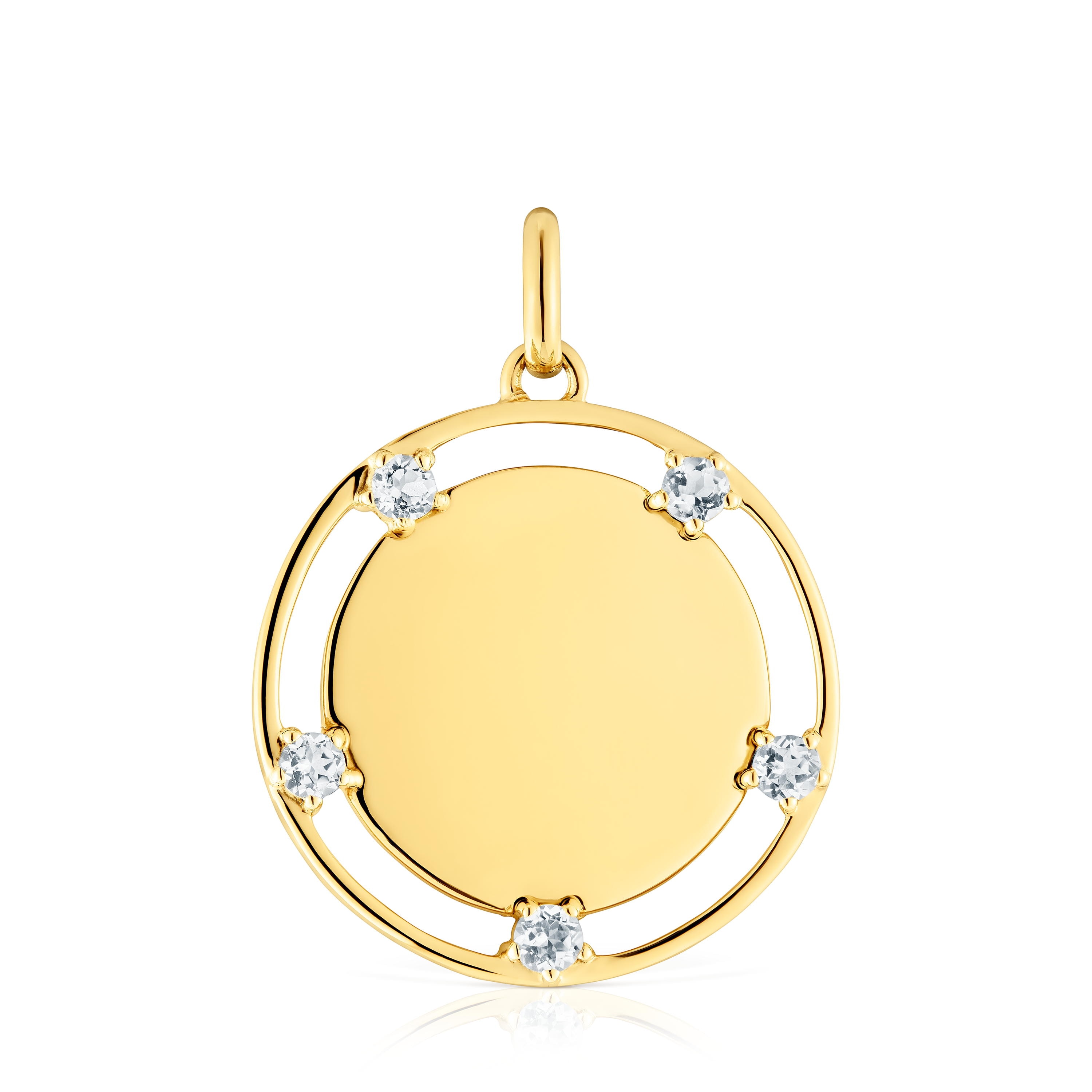 18kt gold plating over silver medallion Pendant with topazes TOUS Basics