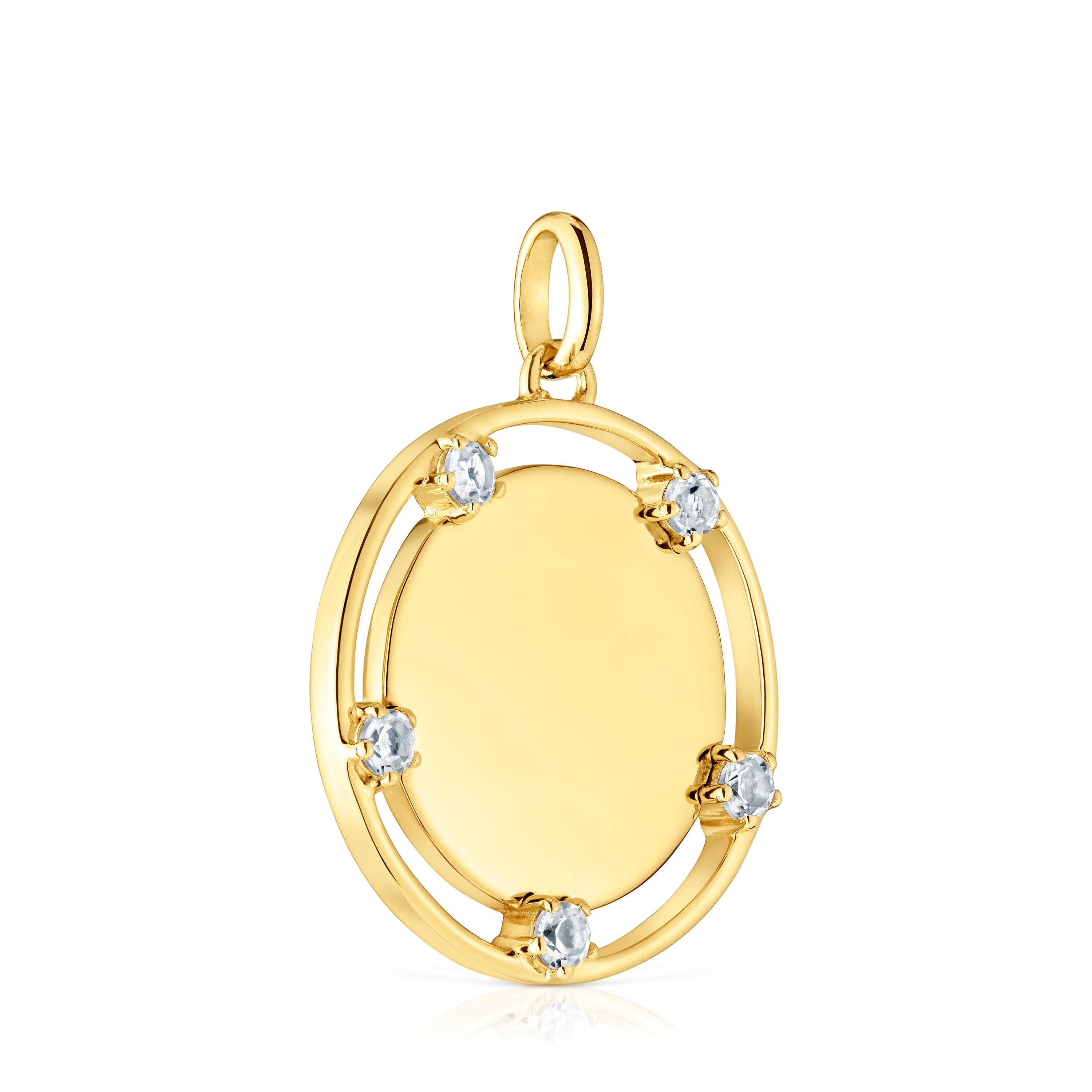 18kt gold plating over silver medallion Pendant with topazes TOUS Basics