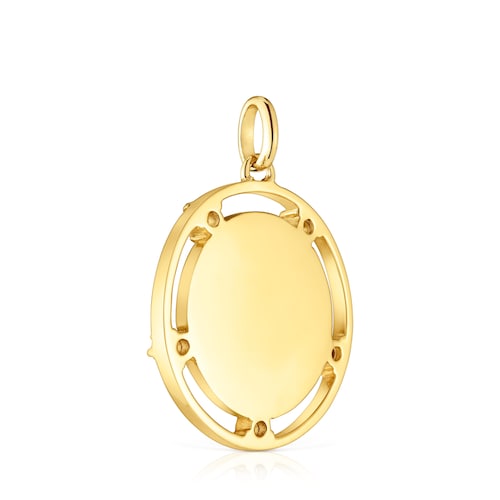 Colgante medalla con baño de oro 18 kt sobre plata y topacios TOUS Basics