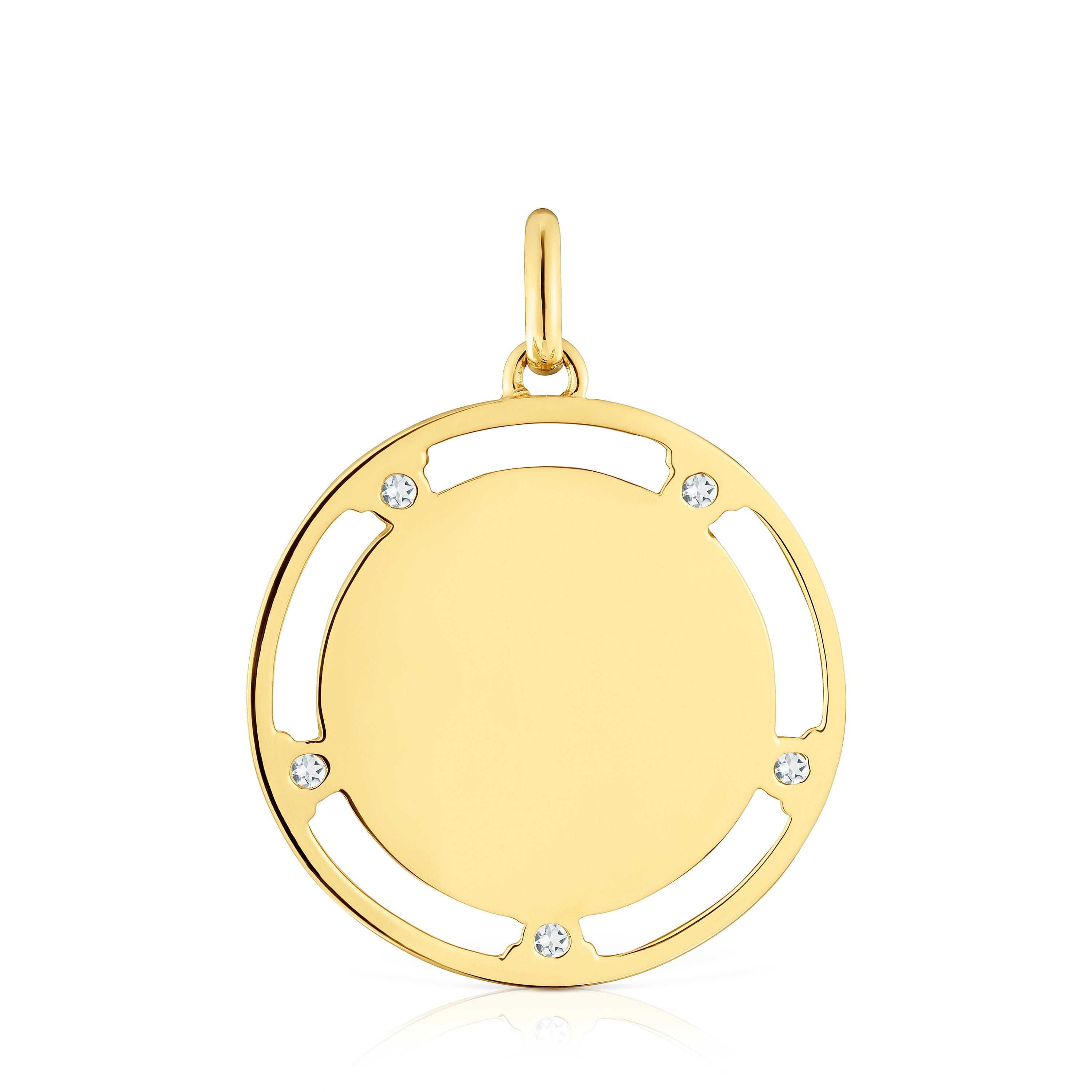 18kt gold plating over silver medallion Pendant with topazes TOUS Basics