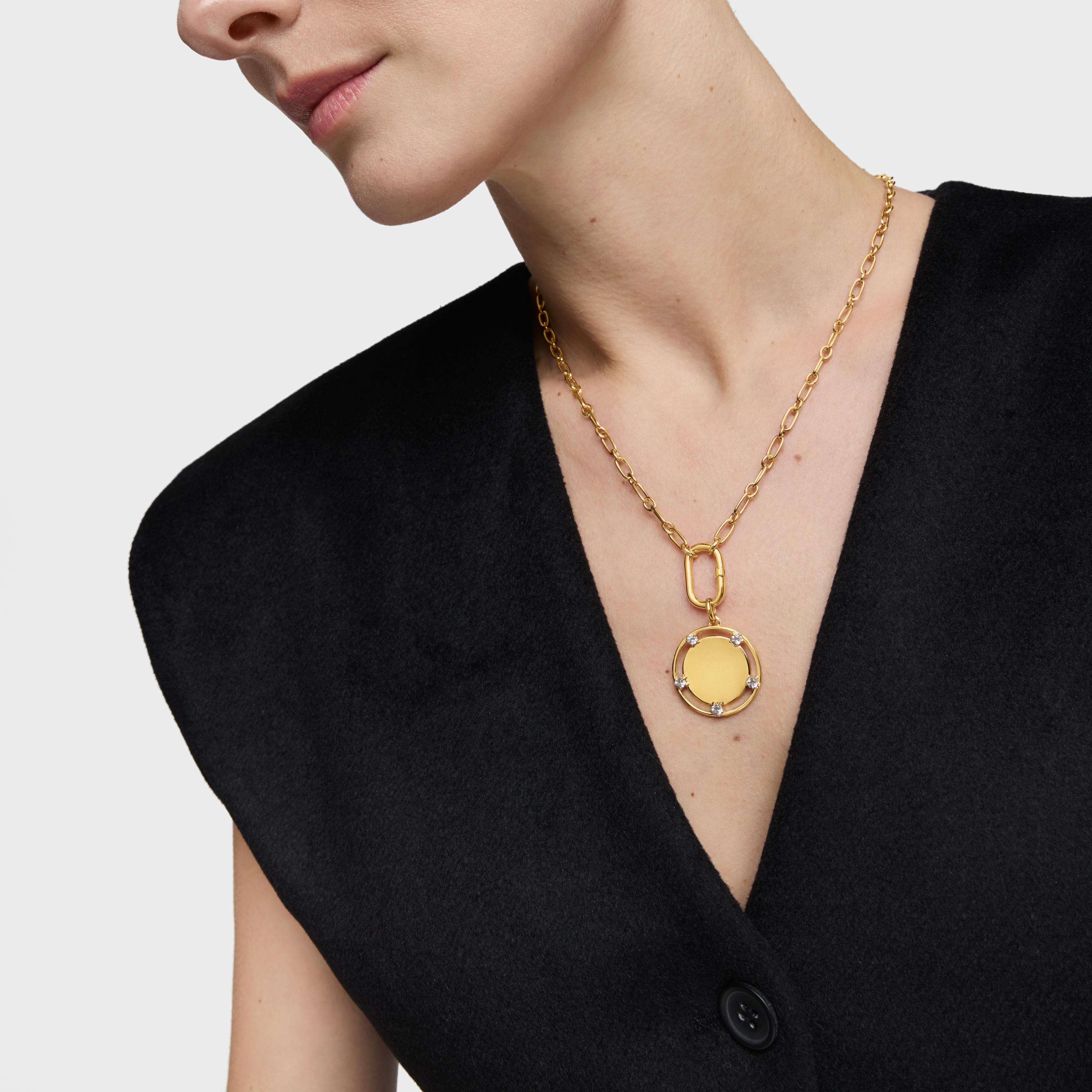 18kt gold plating over silver medallion Pendant with topazes TOUS Basics