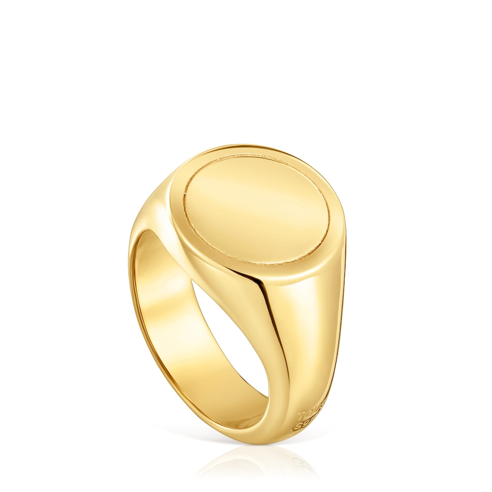 14mm 18kt gold plating over silver Signet ring TOUS Basics