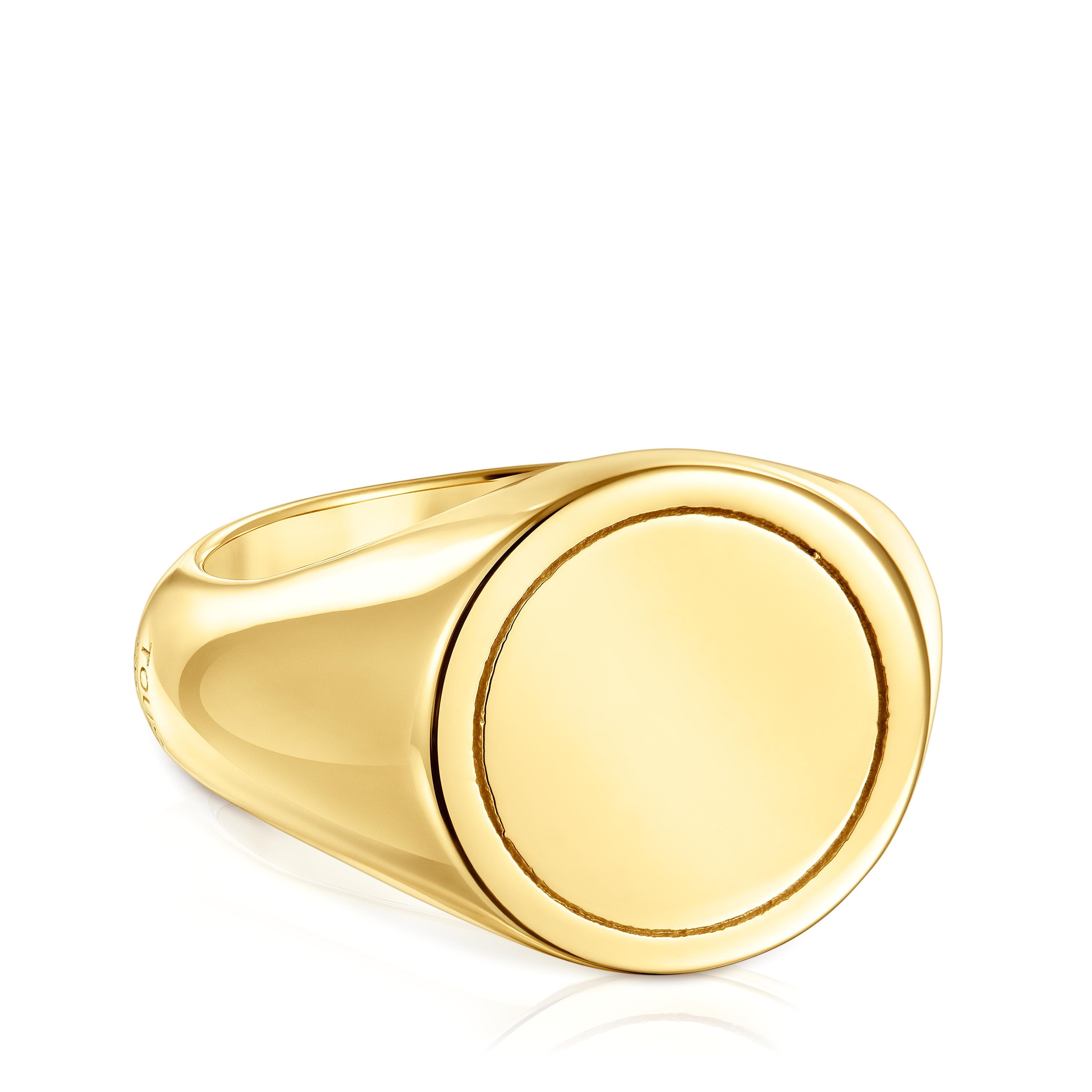 14mm 18kt gold plating over silver Signet ring TOUS Basics